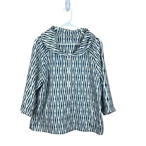 Chico's Zenergy IKAT Lightweight Jacket Zip Closure Size 2 (12/14)